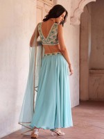 Sky Blue Pure Georgette Readymade Lehenga Choli